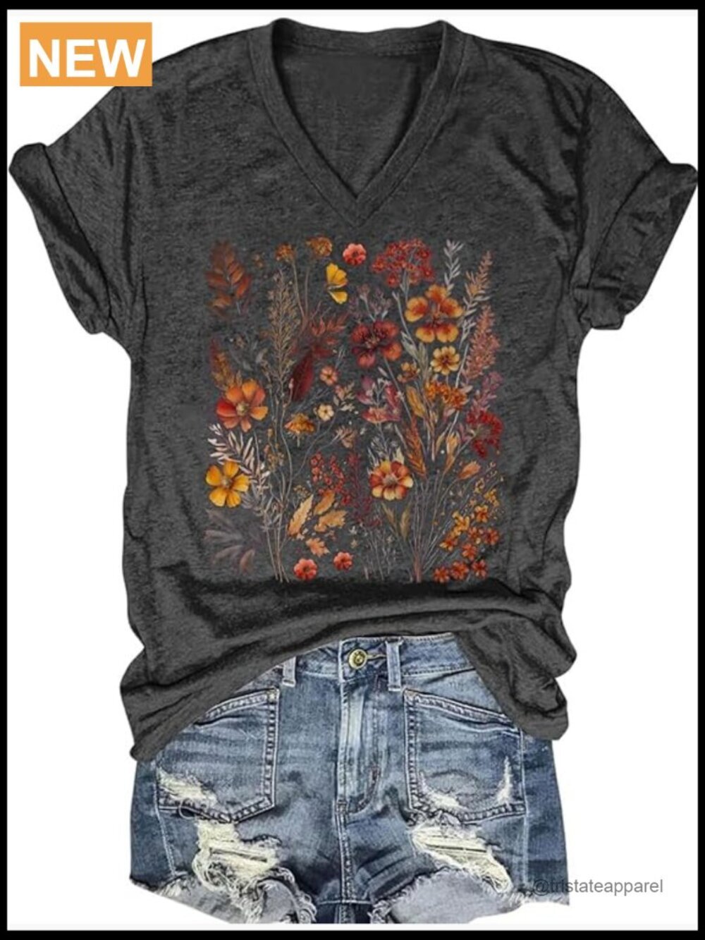 V-Neck Dragonfly Graphic T-Shirt Cute Summer Boho